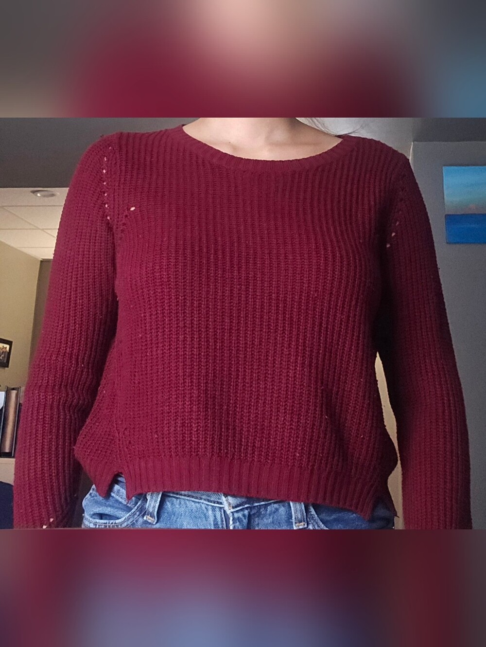Women's Burgundy Sweater Top